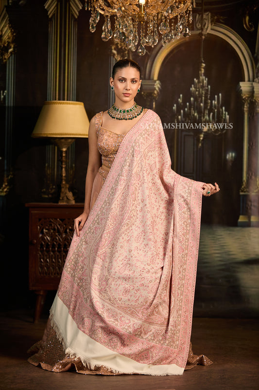 midnight black jamawar kashmiri kani design shawl