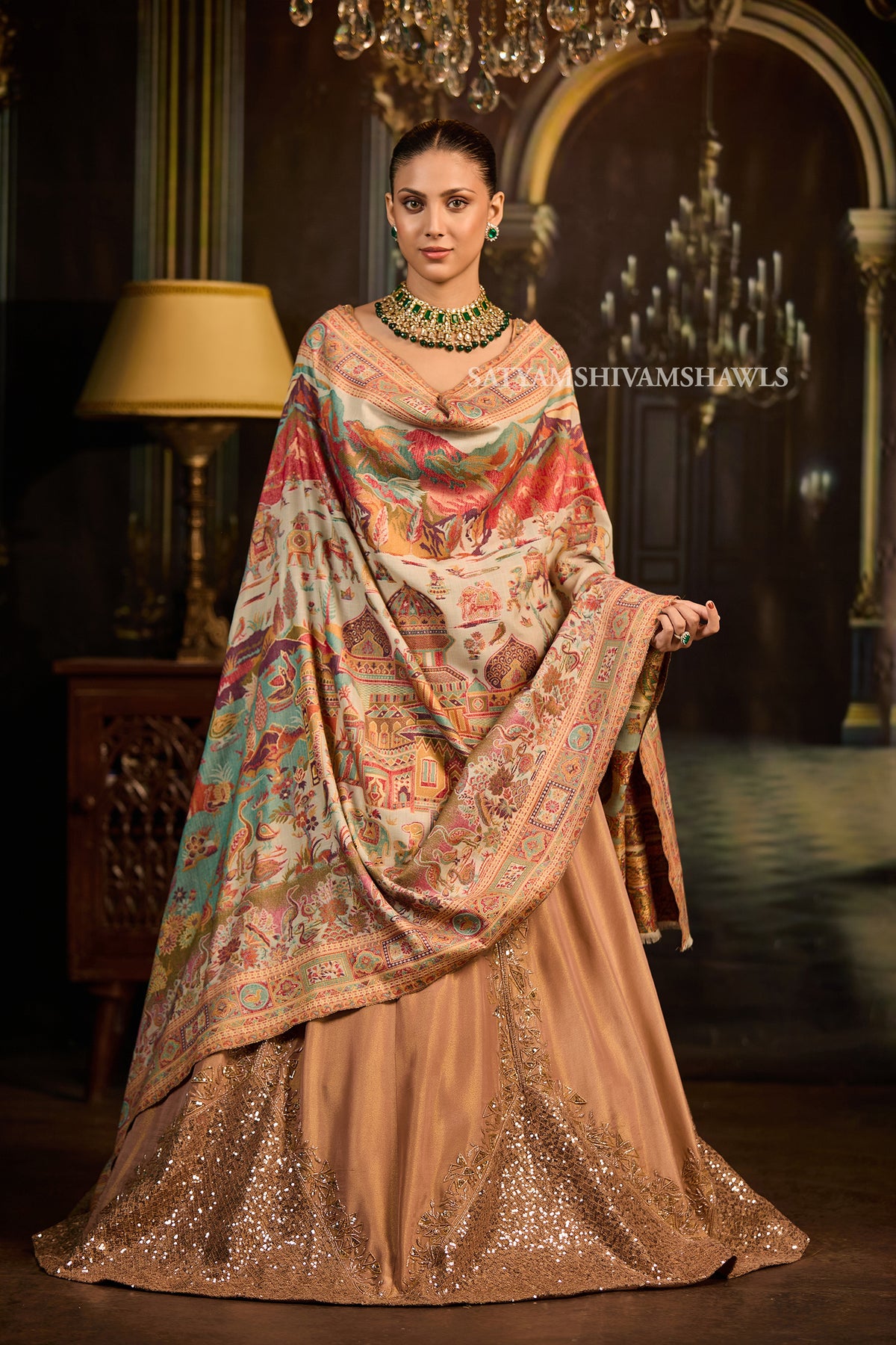 Mughal Darbar Heritage zari kani women shawl