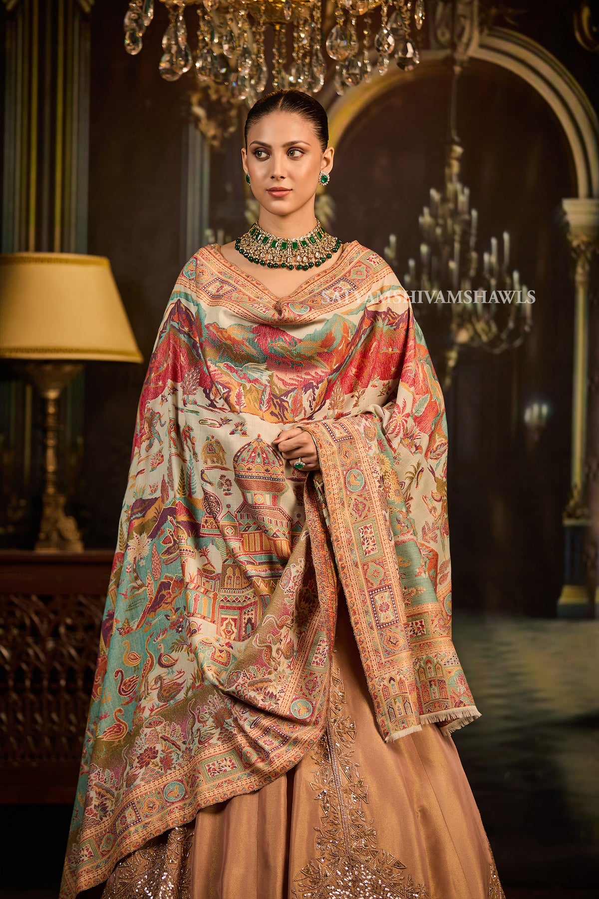 Mughal Darbar Heritage zari kani women shawl