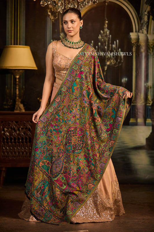 Moonlight zari Kani weaved Stole