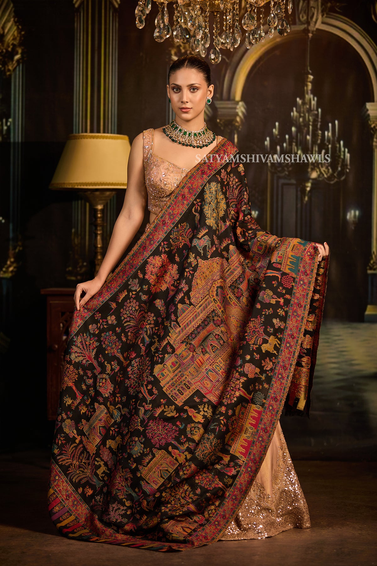 Mughal Darbar Heritage zari kani women shawl