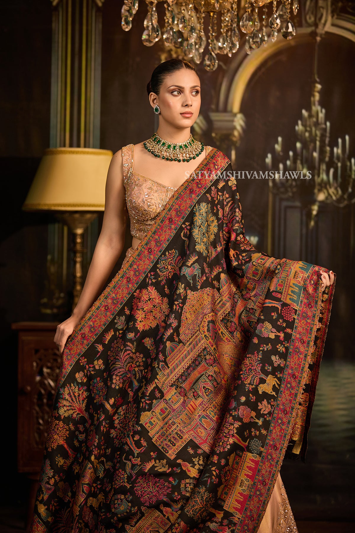 Mughal Darbar Heritage zari kani women shawl
