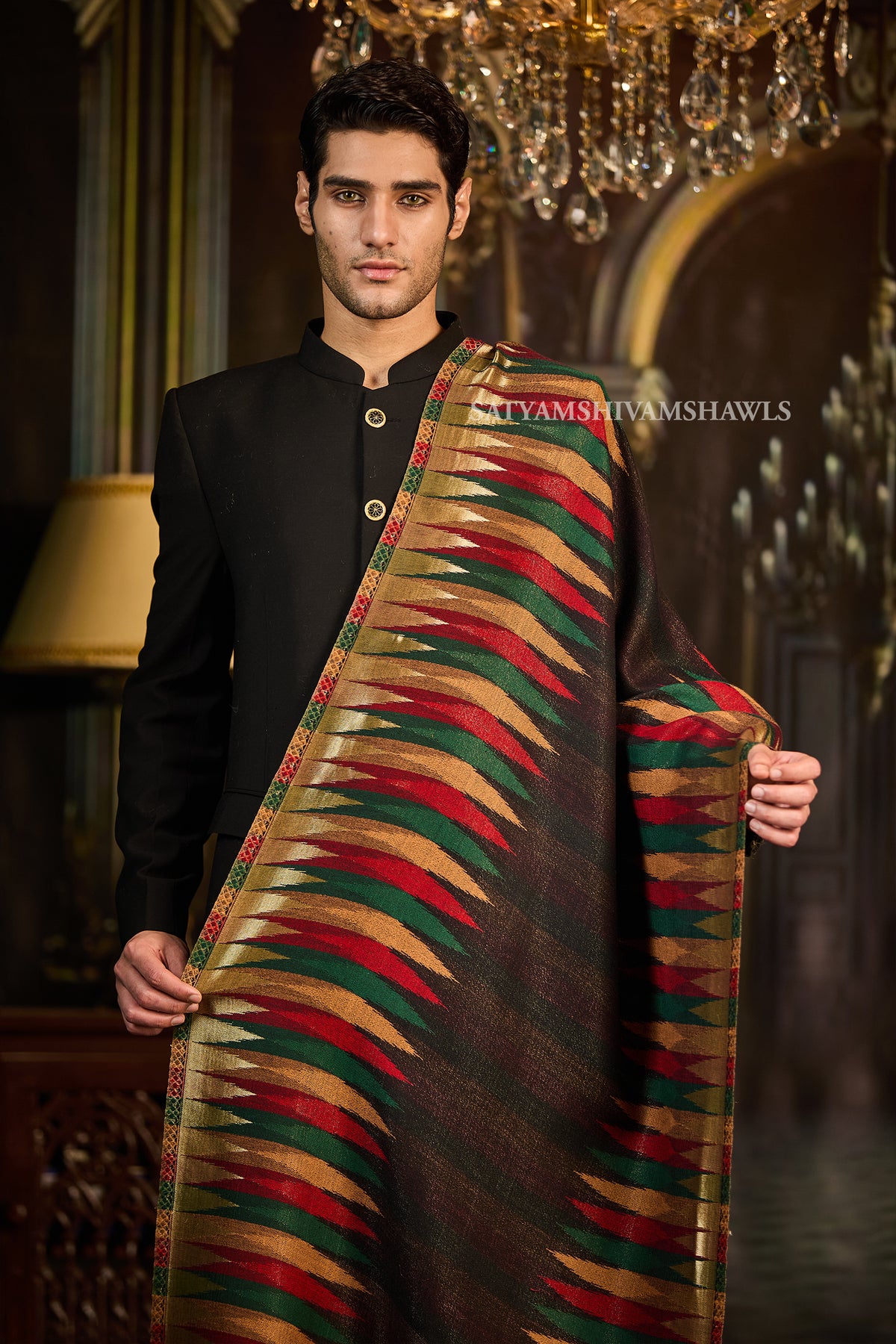 Moonlight fine wool  Reversible ekat deisgn Stole