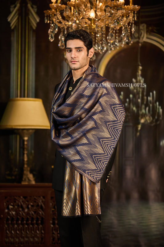 Moonlight Golden Paisley Reversible Stole