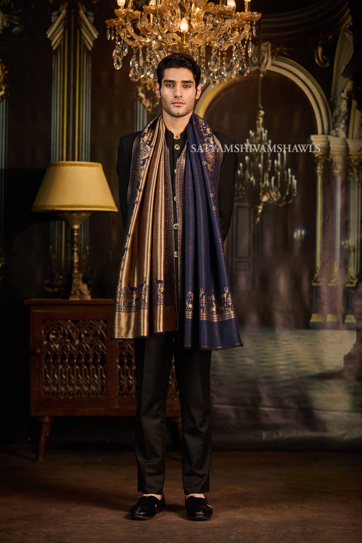Moonlight Royal Blue Heritage border Stole