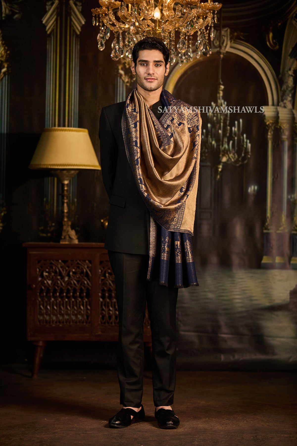 Moonlight Royal Blue Heritage border Stole