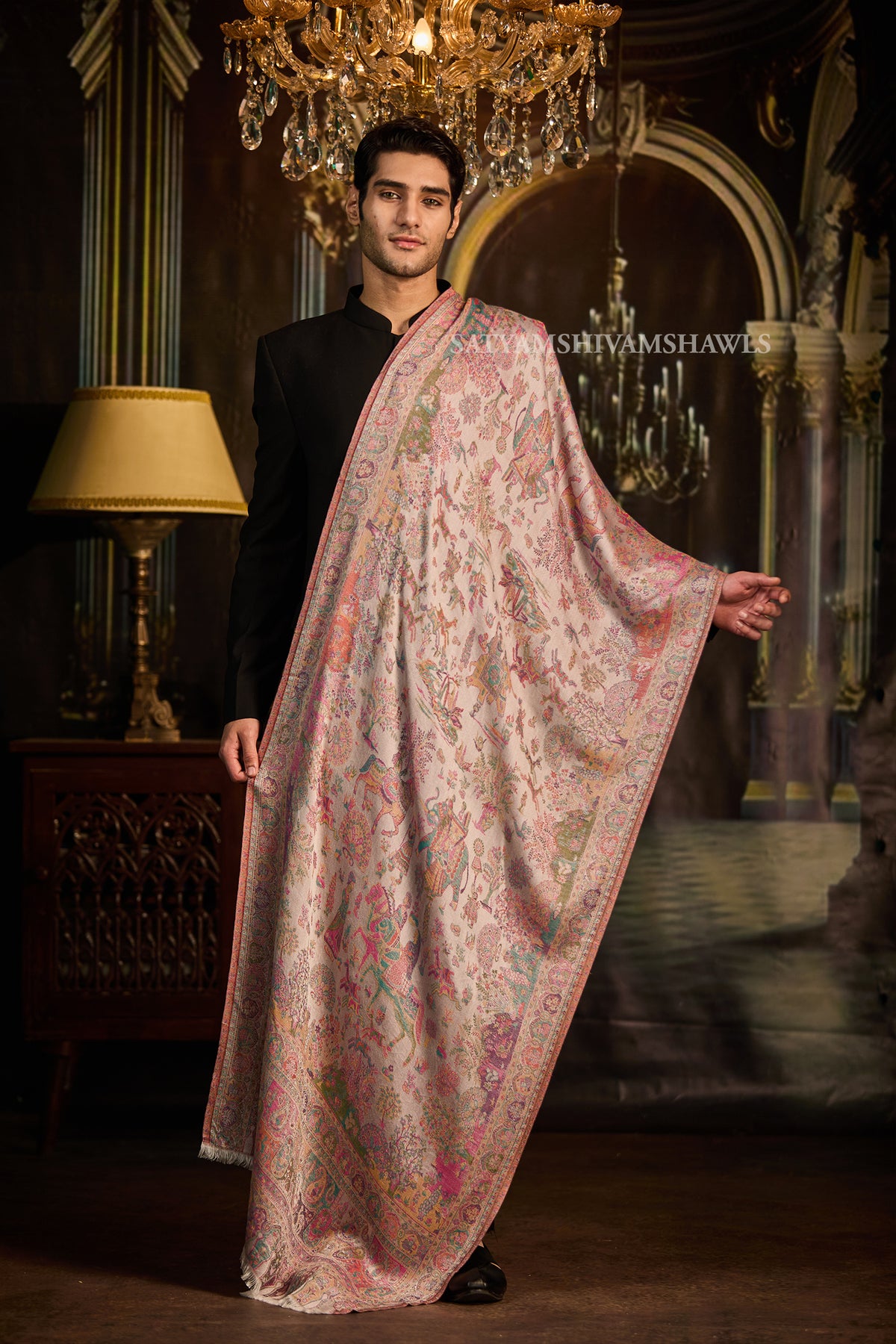 PAISLEY KALAMKARI WOMENS FINE SOFT SILK WOOL JMAWAR STOLE