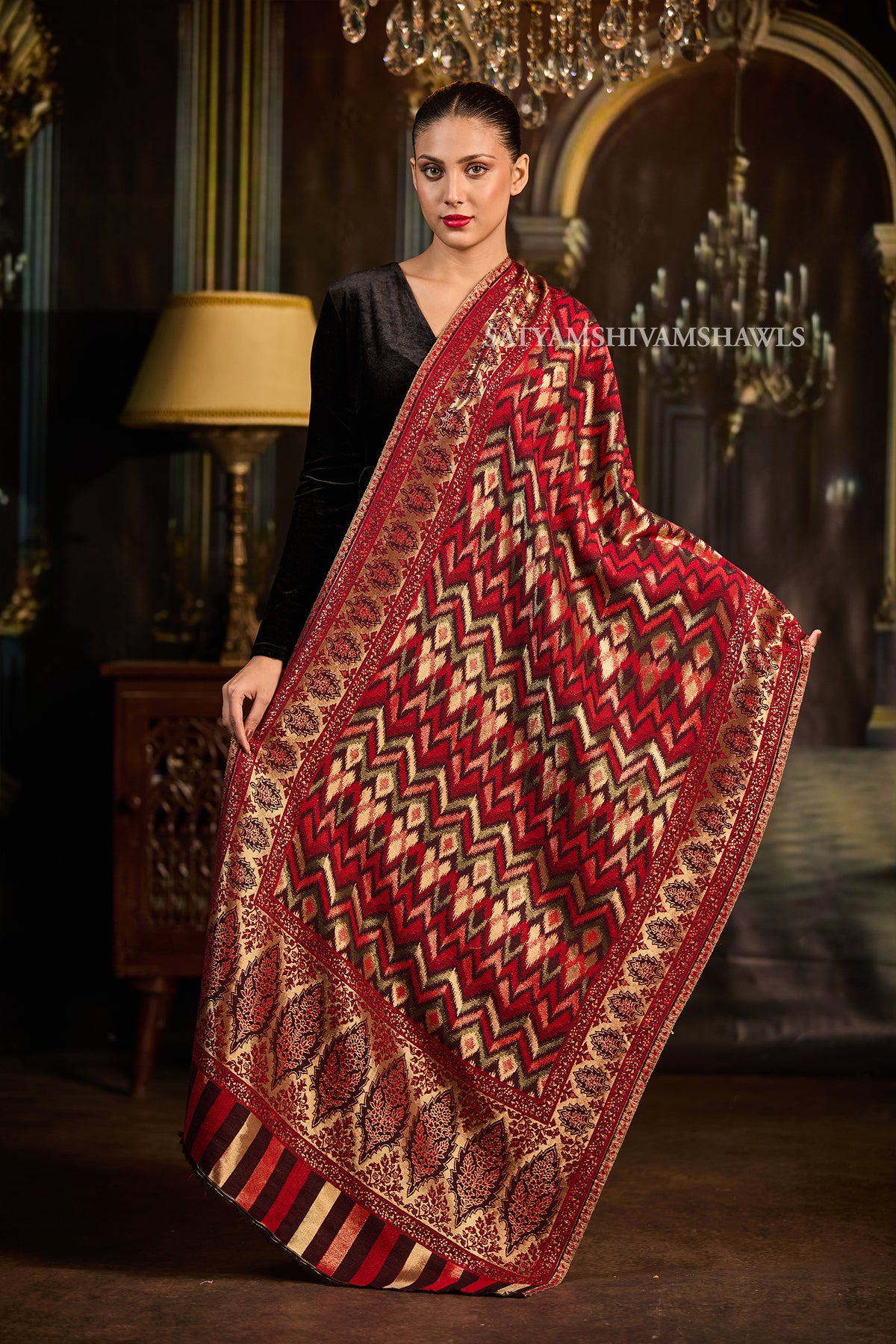 Moonlight Ruby Mosaic Reversible Stole