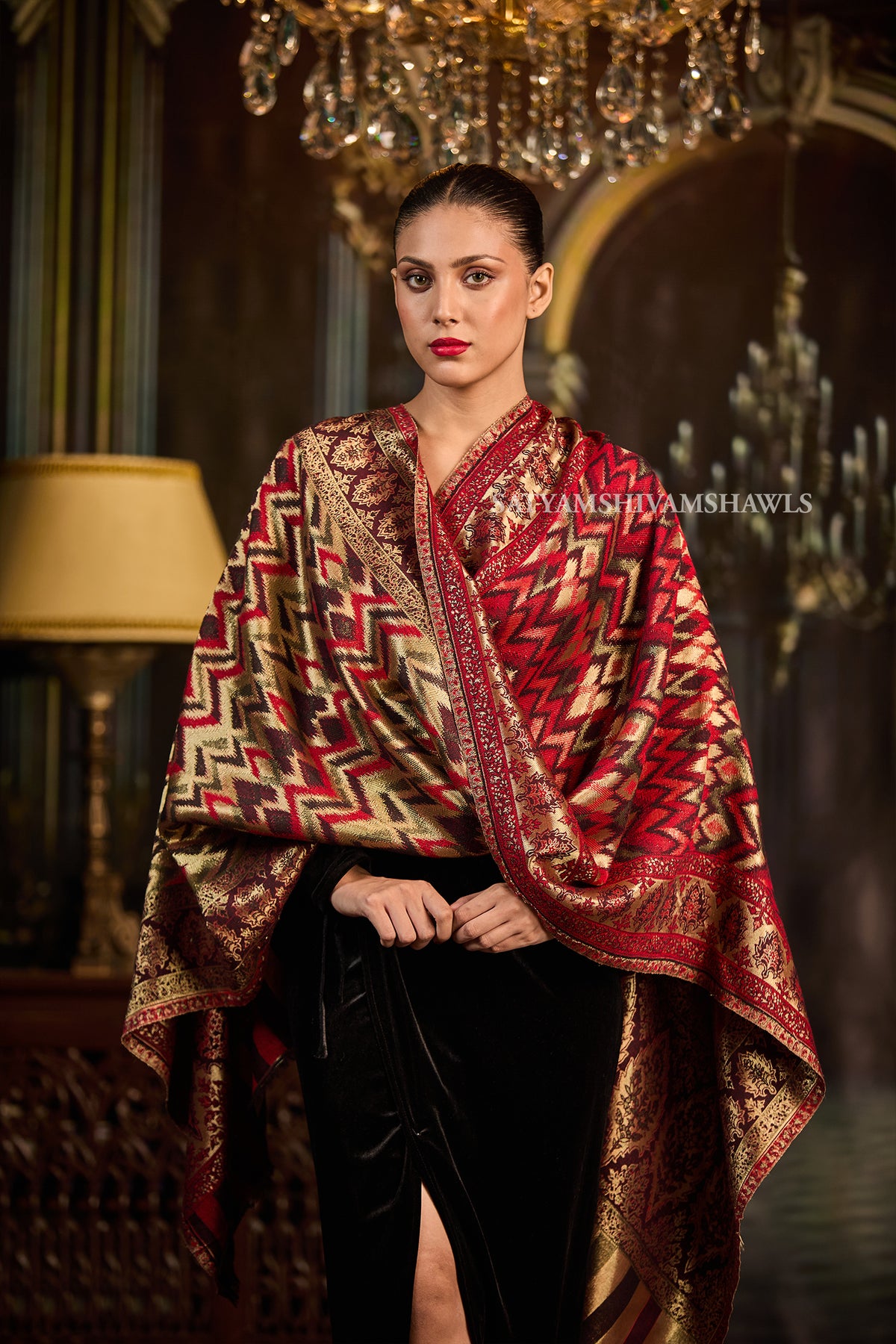 Moonlight Ruby Mosaic Reversible Stole