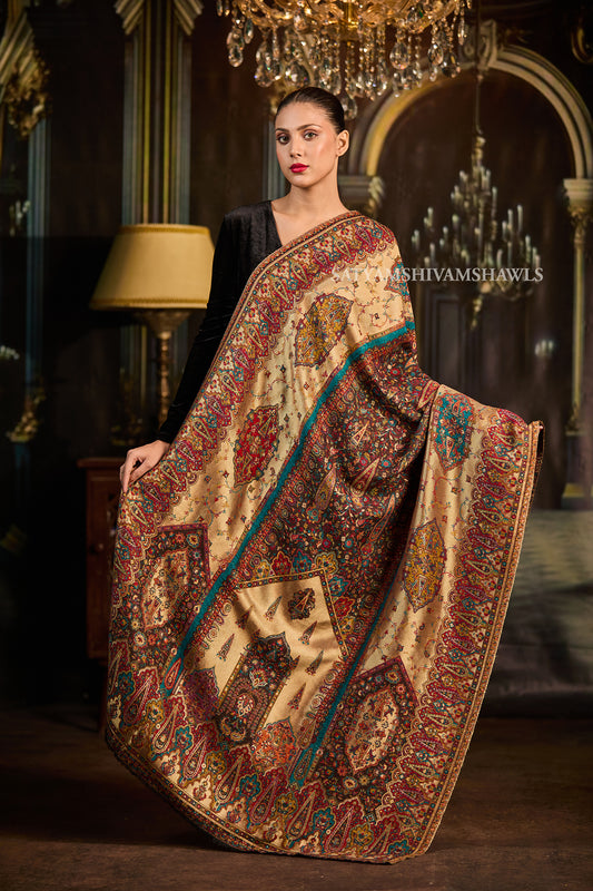 Moonlight Reversible Zari Kani — Woven in Tradition, Crafted for Elegance