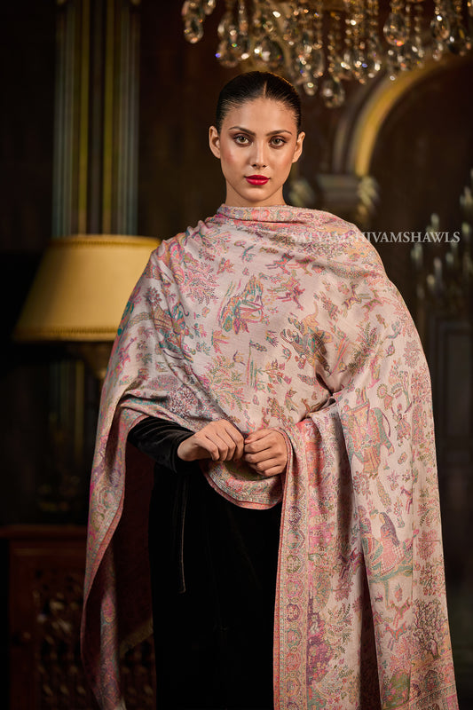 Rose Mist Jamawar Women Stole