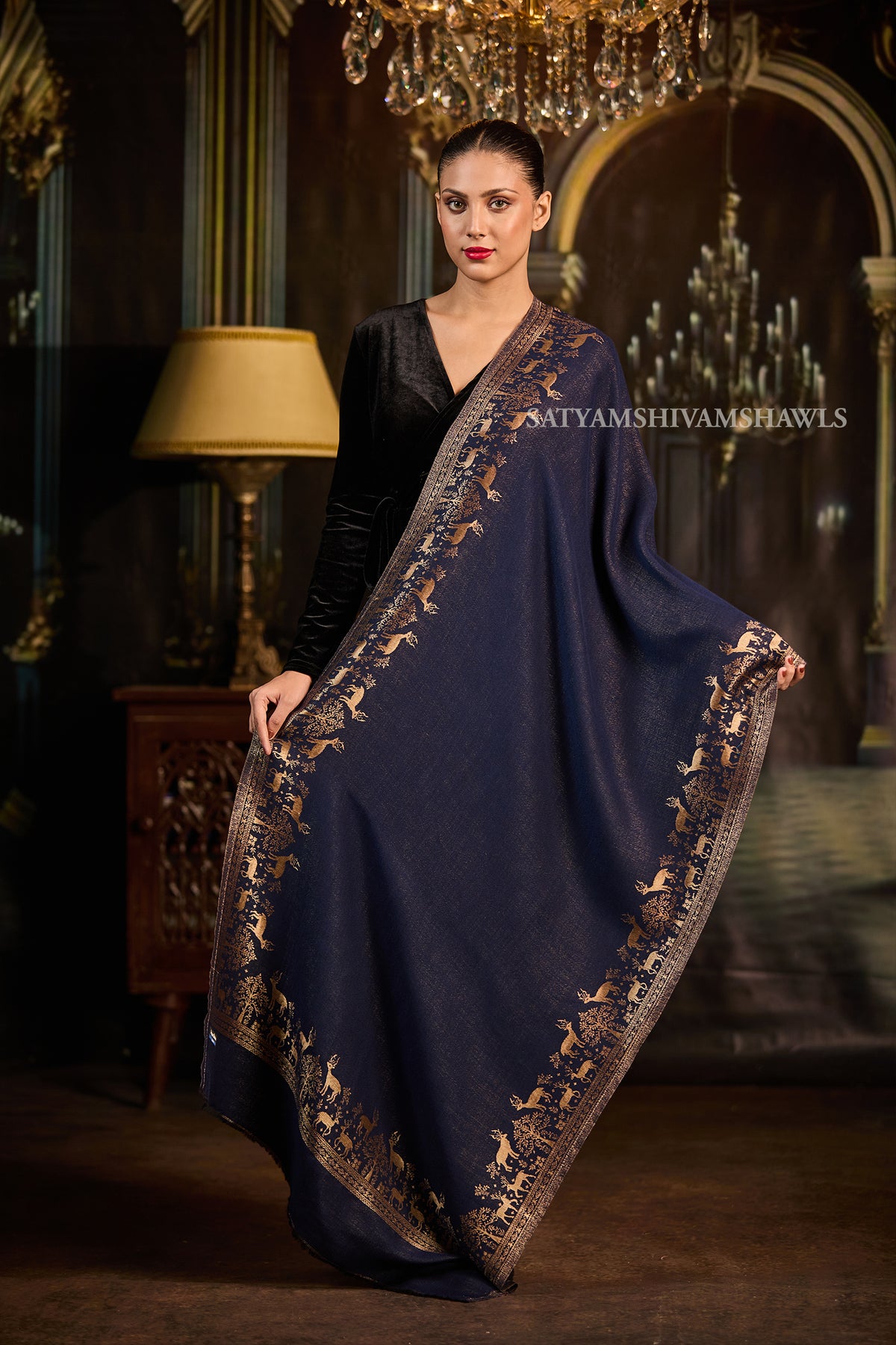 Moonlight Royal Blue Heritage border Stole