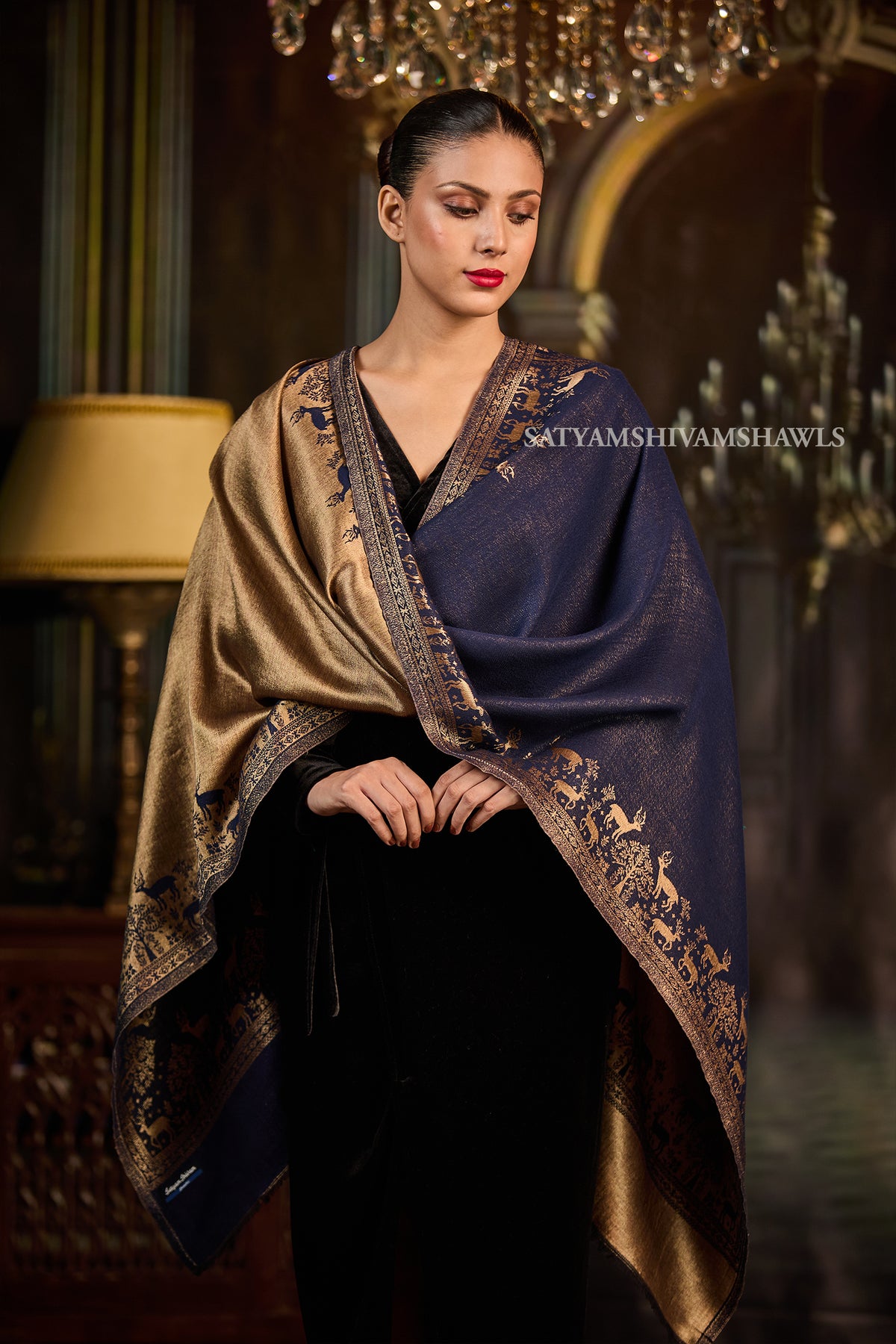 Moonlight Royal Blue Heritage border Stole