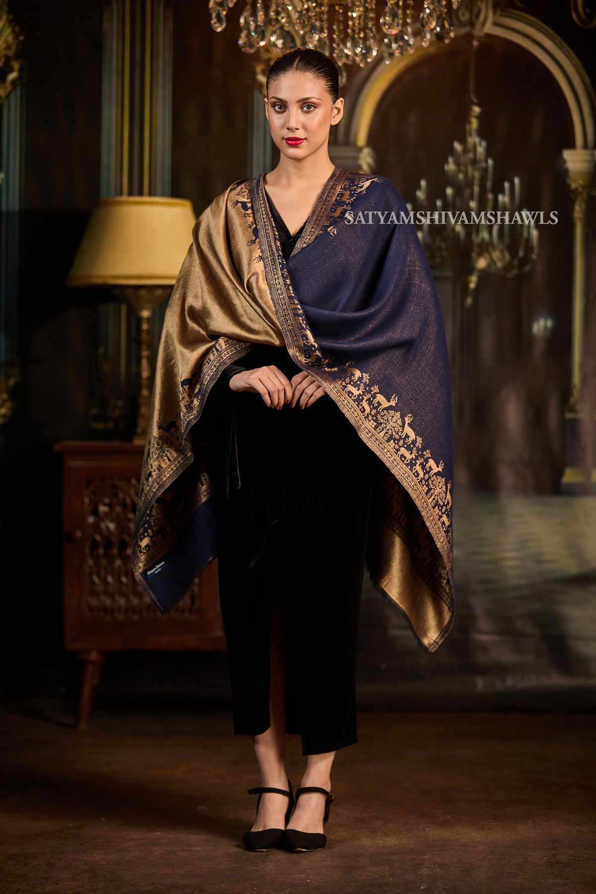 Moonlight Royal Blue Heritage border Stole