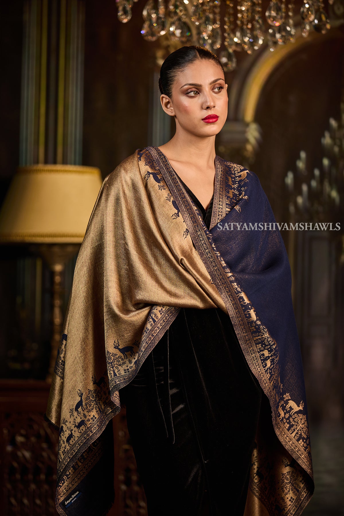Moonlight Royal Blue Heritage border Stole