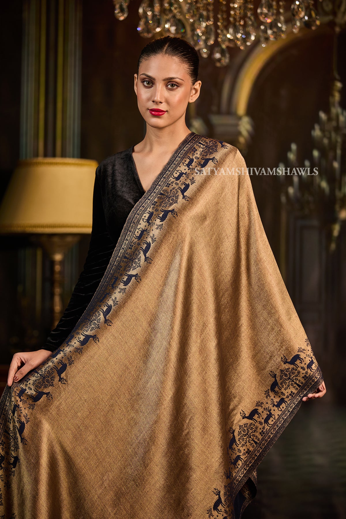 Moonlight Royal Blue Heritage border Stole