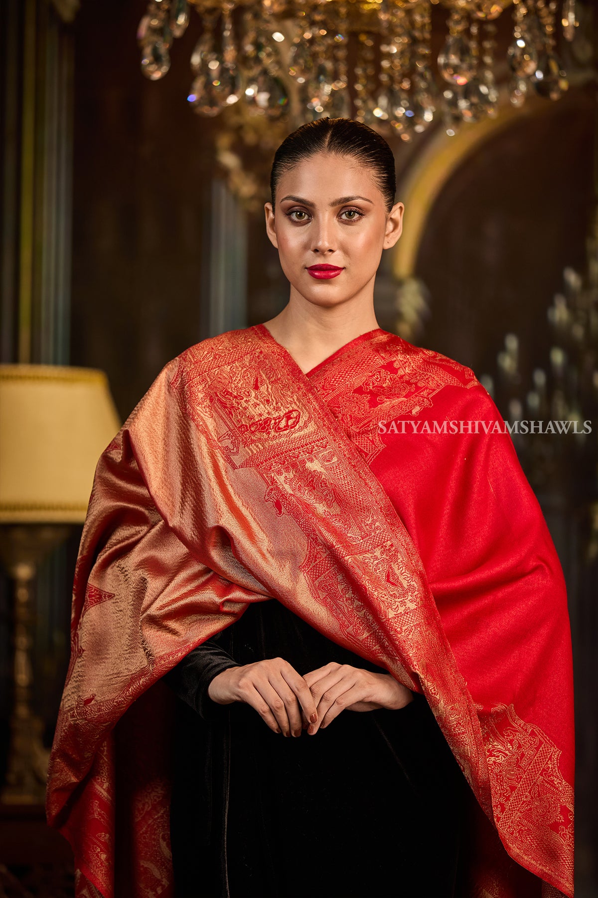 Moonlight Golden Darbar Border Reversible Stole