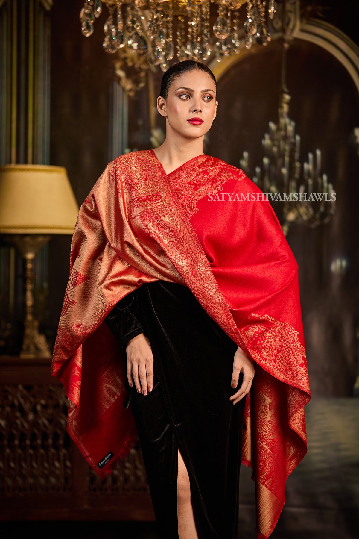 Moonlight Golden Darbar Border Reversible Stole