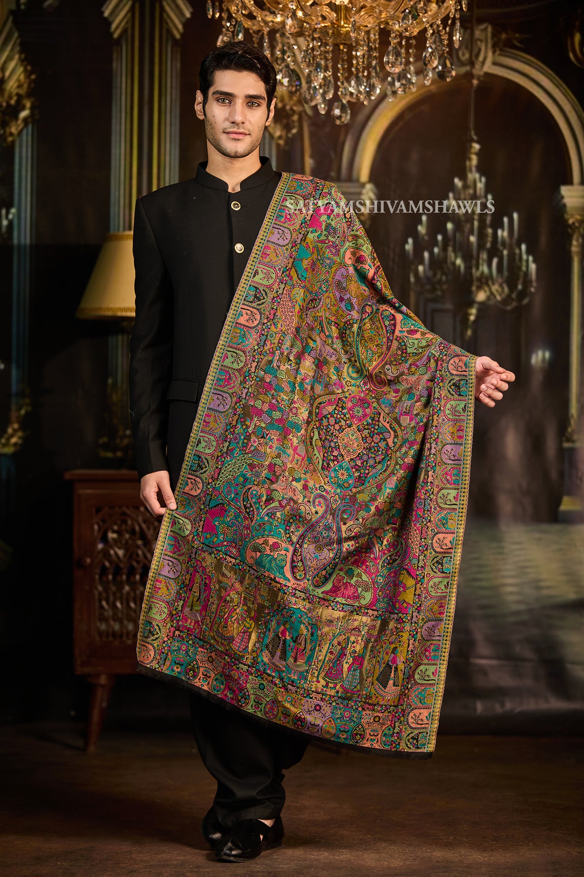 Moonlight Antique Paisley Kani men Stole