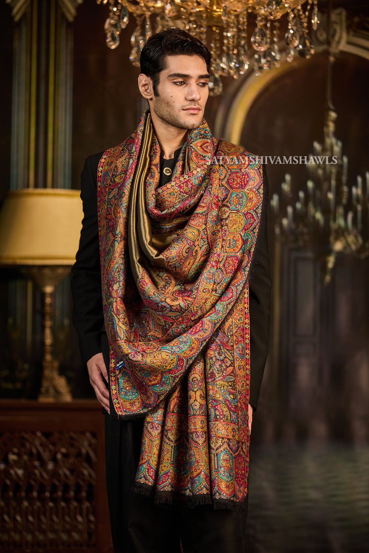 Moonlight Kashmiri Border Men’s Shawl
