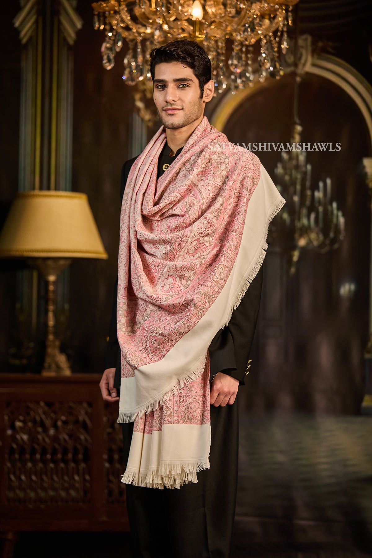 VINTAGE ROYAL JAMAWAR PAISLEY KANI DESIGN MENS SHAWL,
