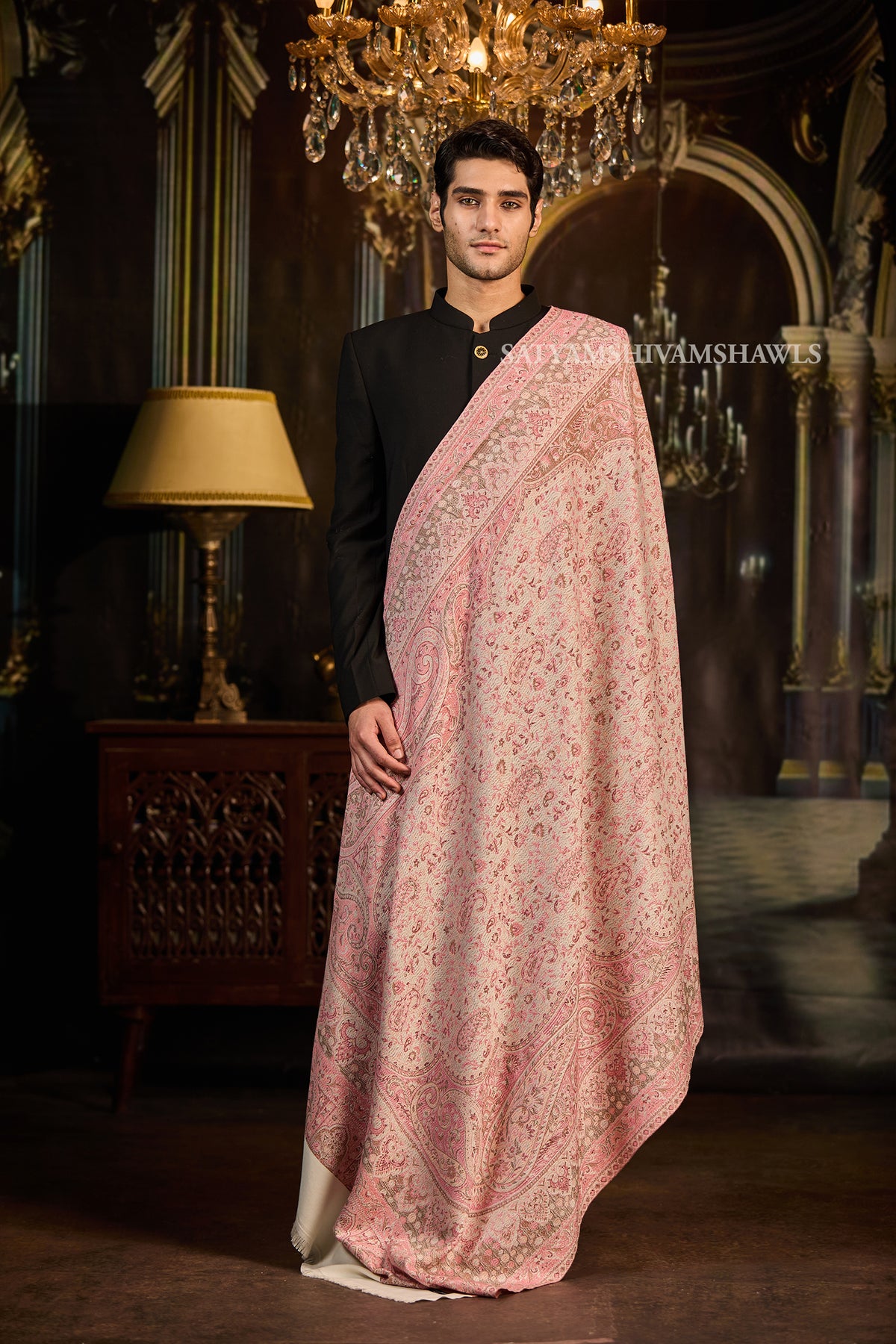 VINTAGE ROYAL JAMAWAR PAISLEY KANI DESIGN MENS SHAWL,