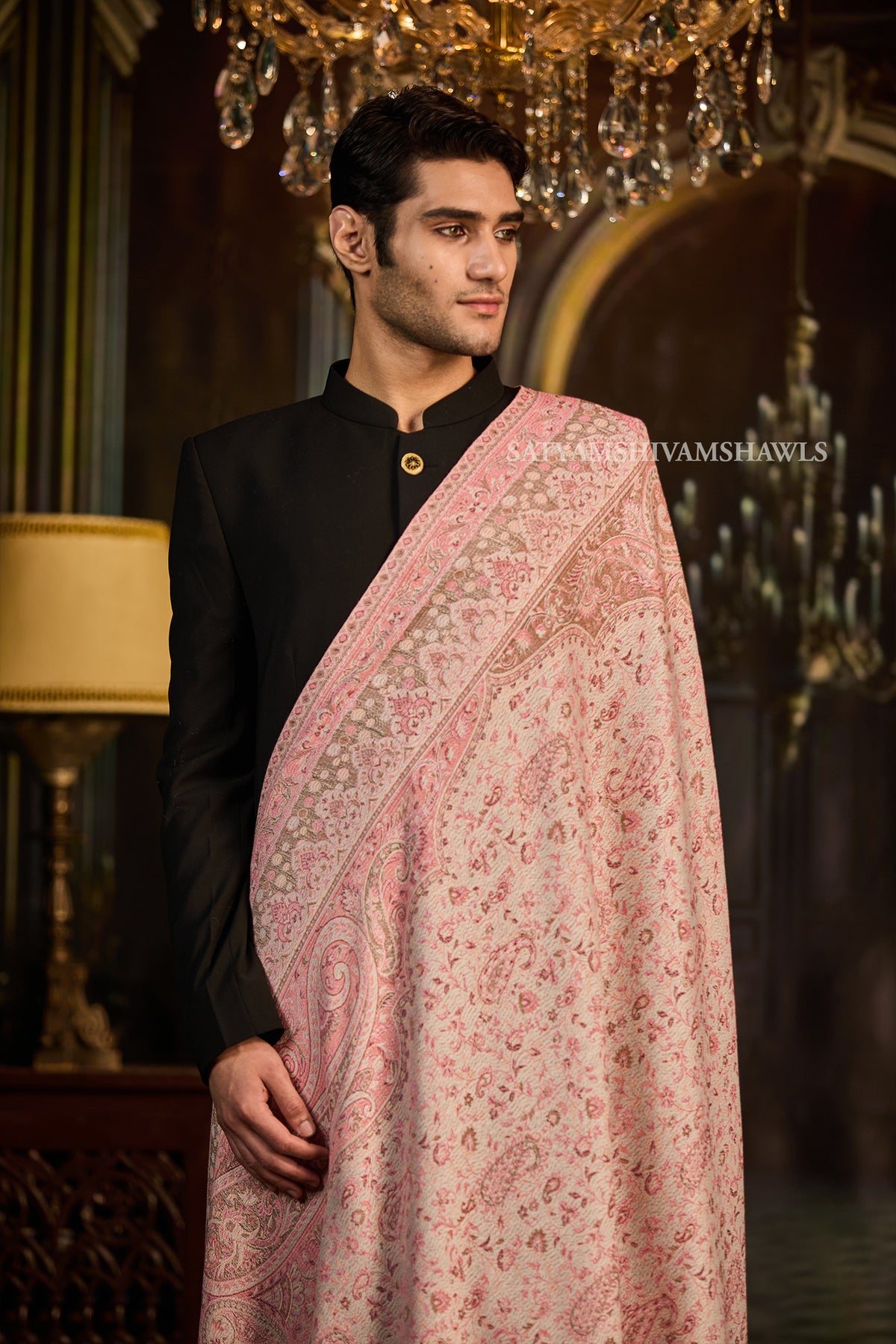 VINTAGE ROYAL JAMAWAR PAISLEY KANI DESIGN MENS SHAWL,