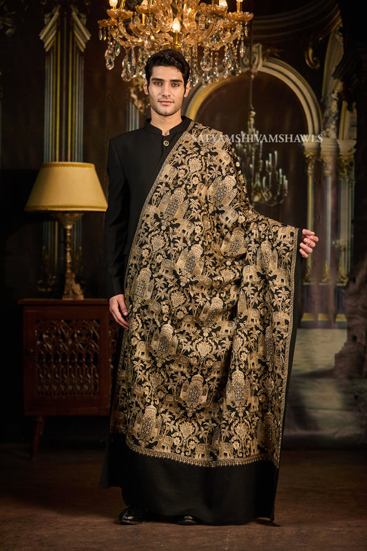 SHIKAAR-E-KASHMIR" TILLA EMBRODIERY FINE PASHMINA WOOL, WARM AND SOFT,
