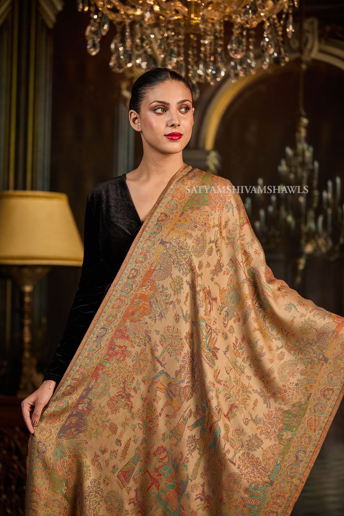 PAISLEY KALAMKARI WOMENS FINE SOFT SILK WOOL JMAWAR STOLE
