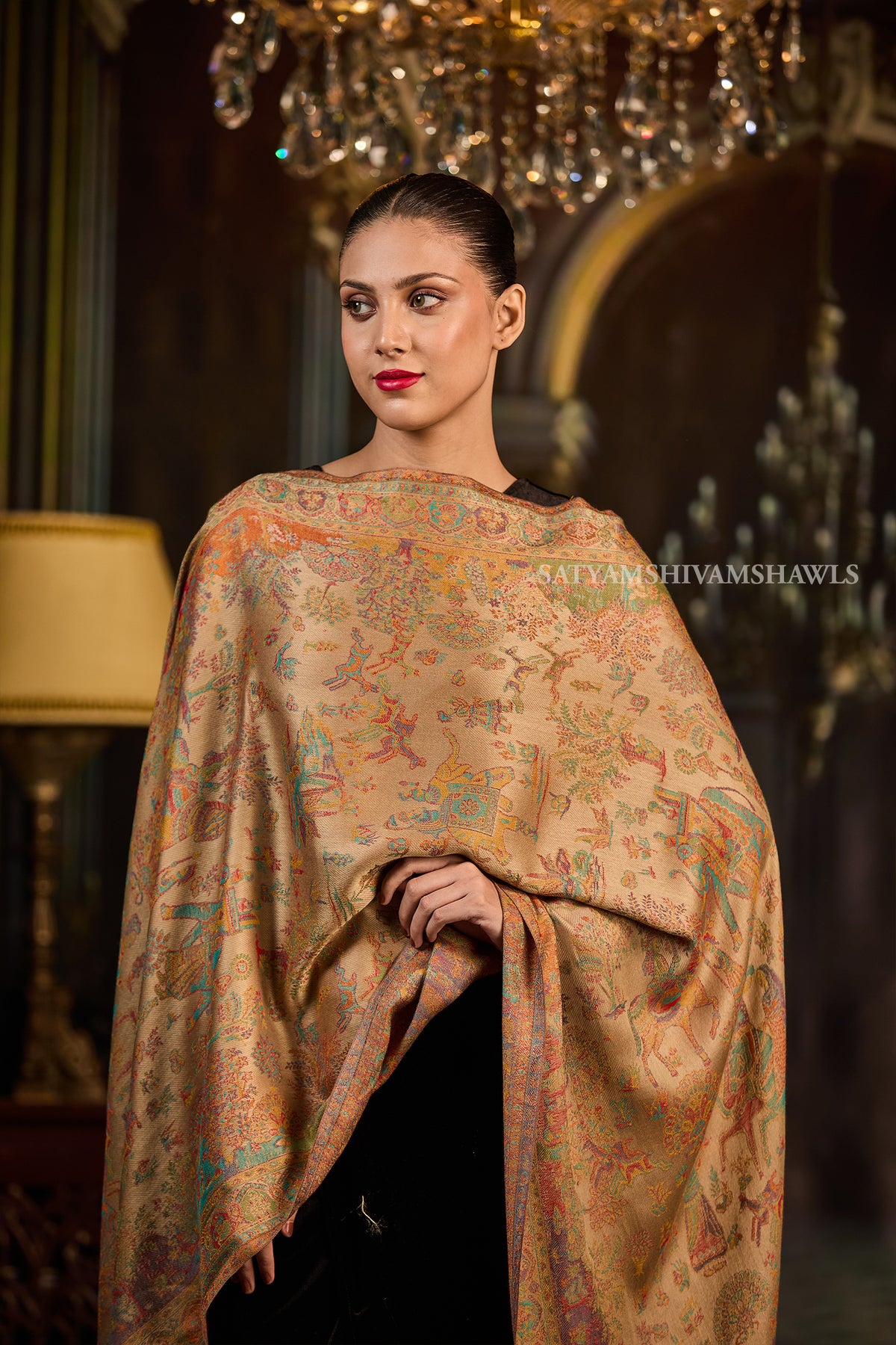 PAISLEY KALAMKARI WOMENS FINE SOFT SILK WOOL JMAWAR STOLE