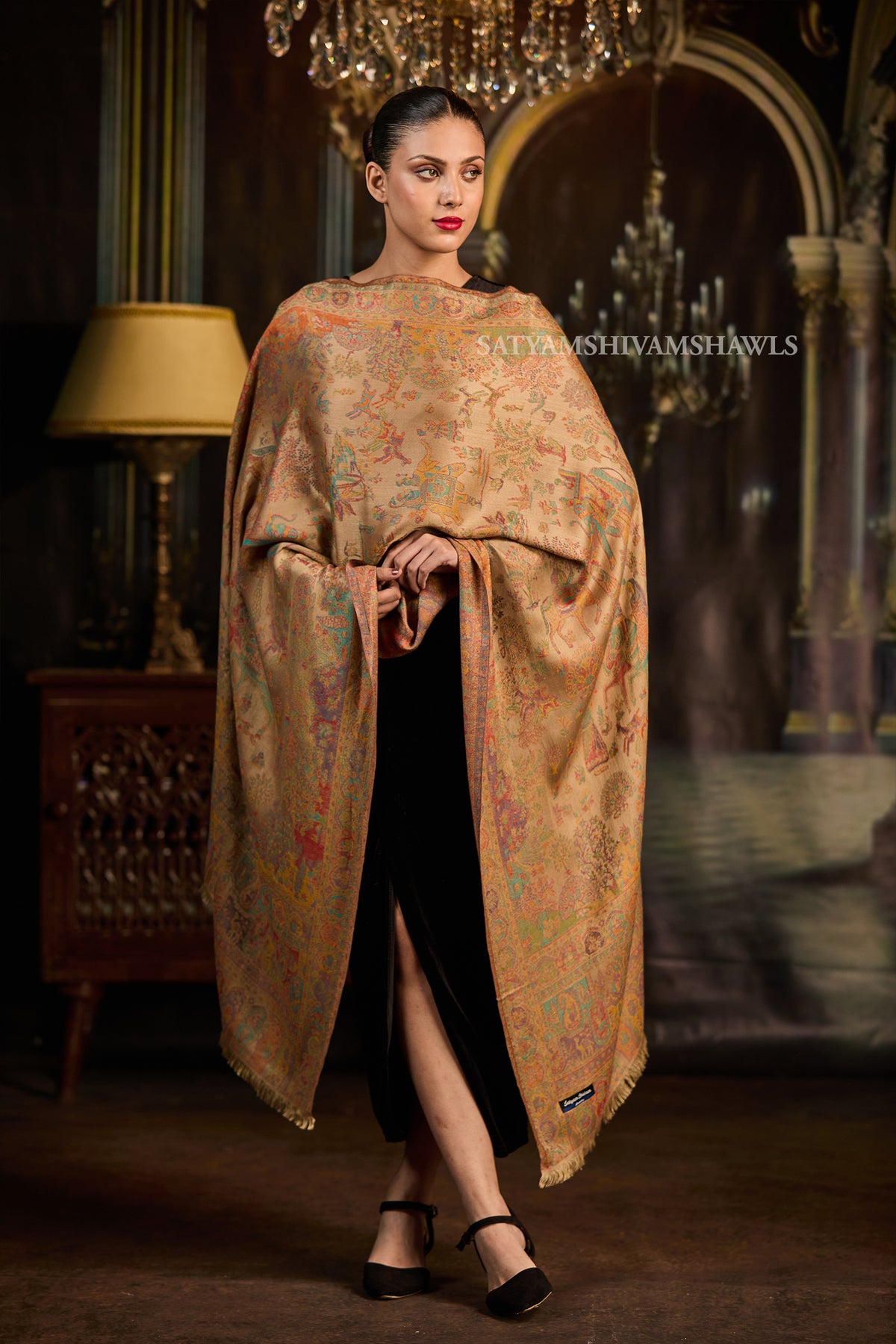 PAISLEY KALAMKARI WOMENS FINE SOFT SILK WOOL JMAWAR STOLE