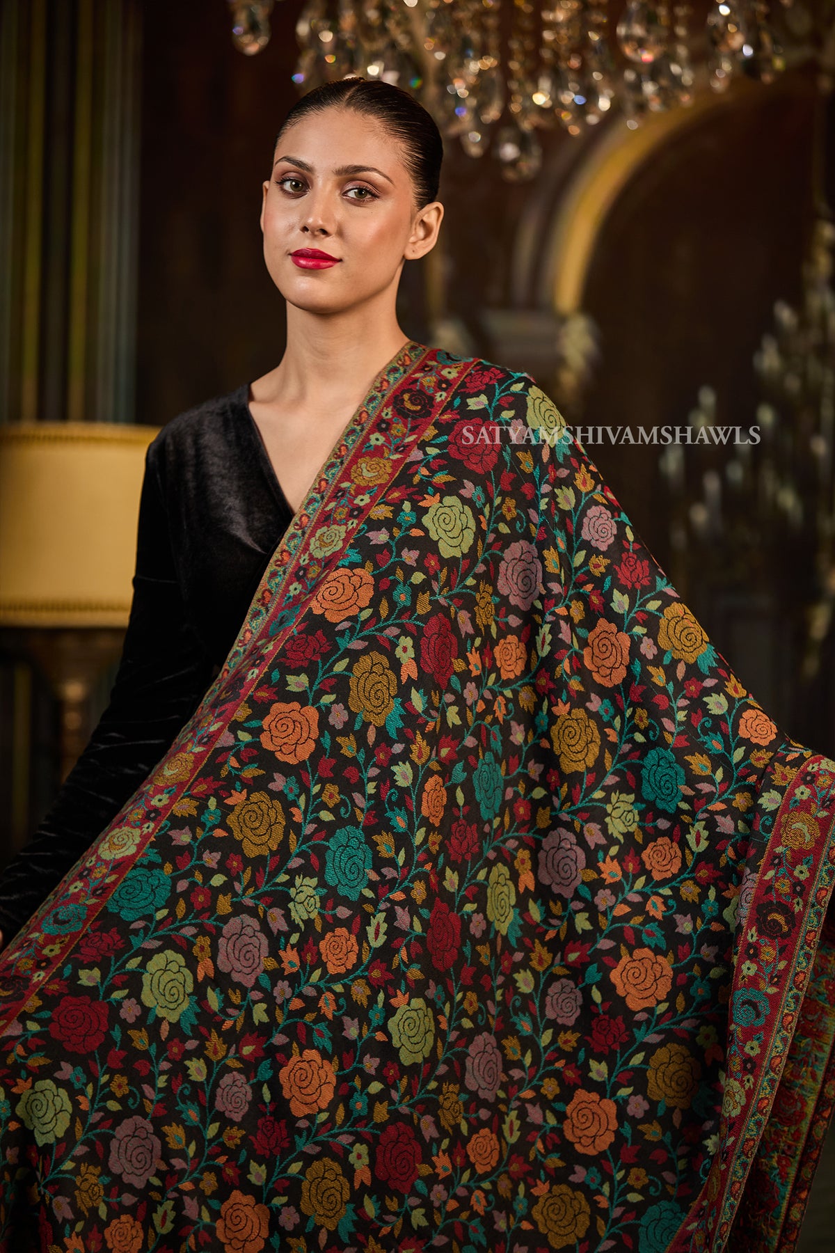 ARABIC ROSE KANI WOVEN LUXURY PASHMINA  WOMENS STOLE