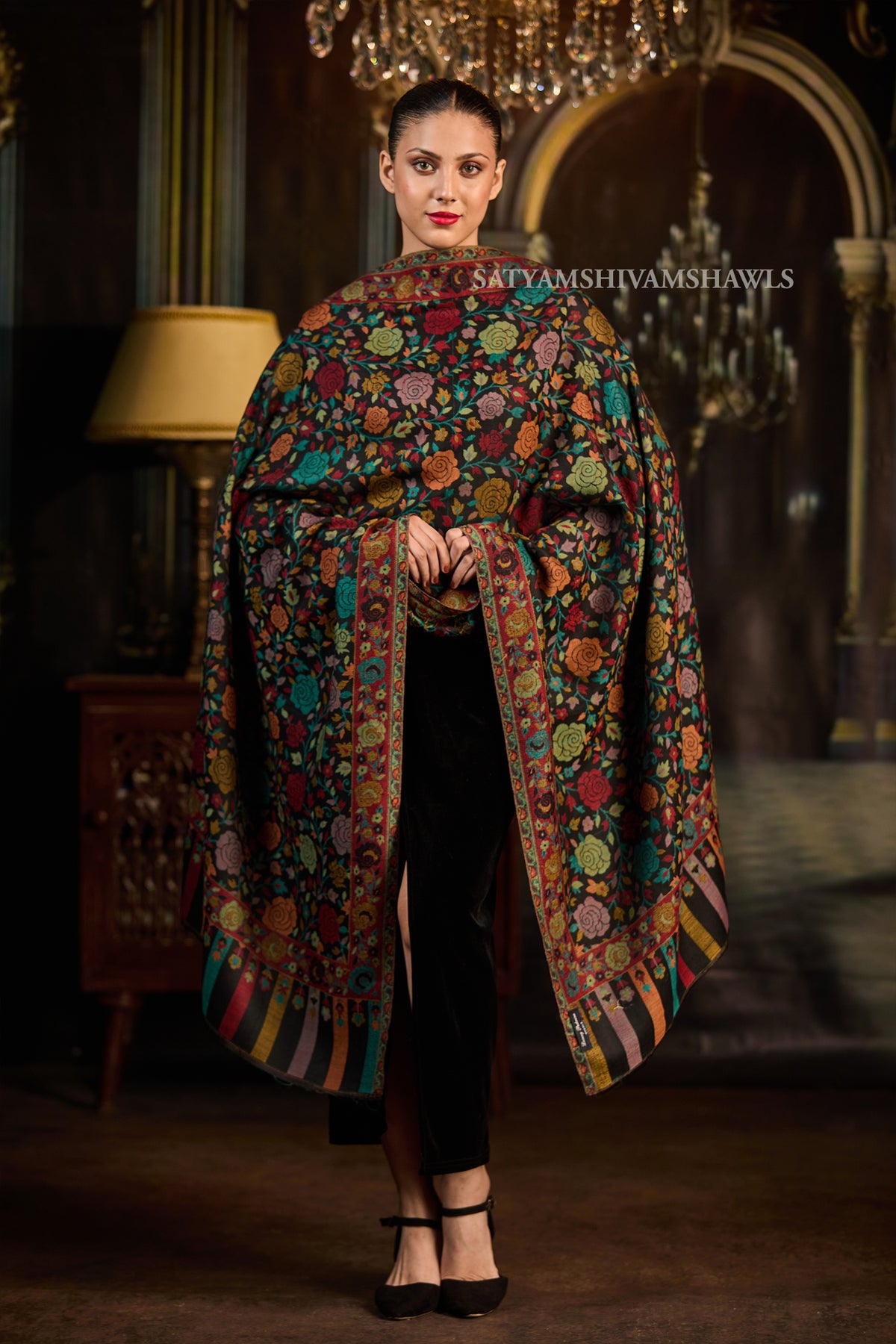 ARABIC ROSE KANI WOVEN LUXURY PASHMINA  WOMENS STOLE