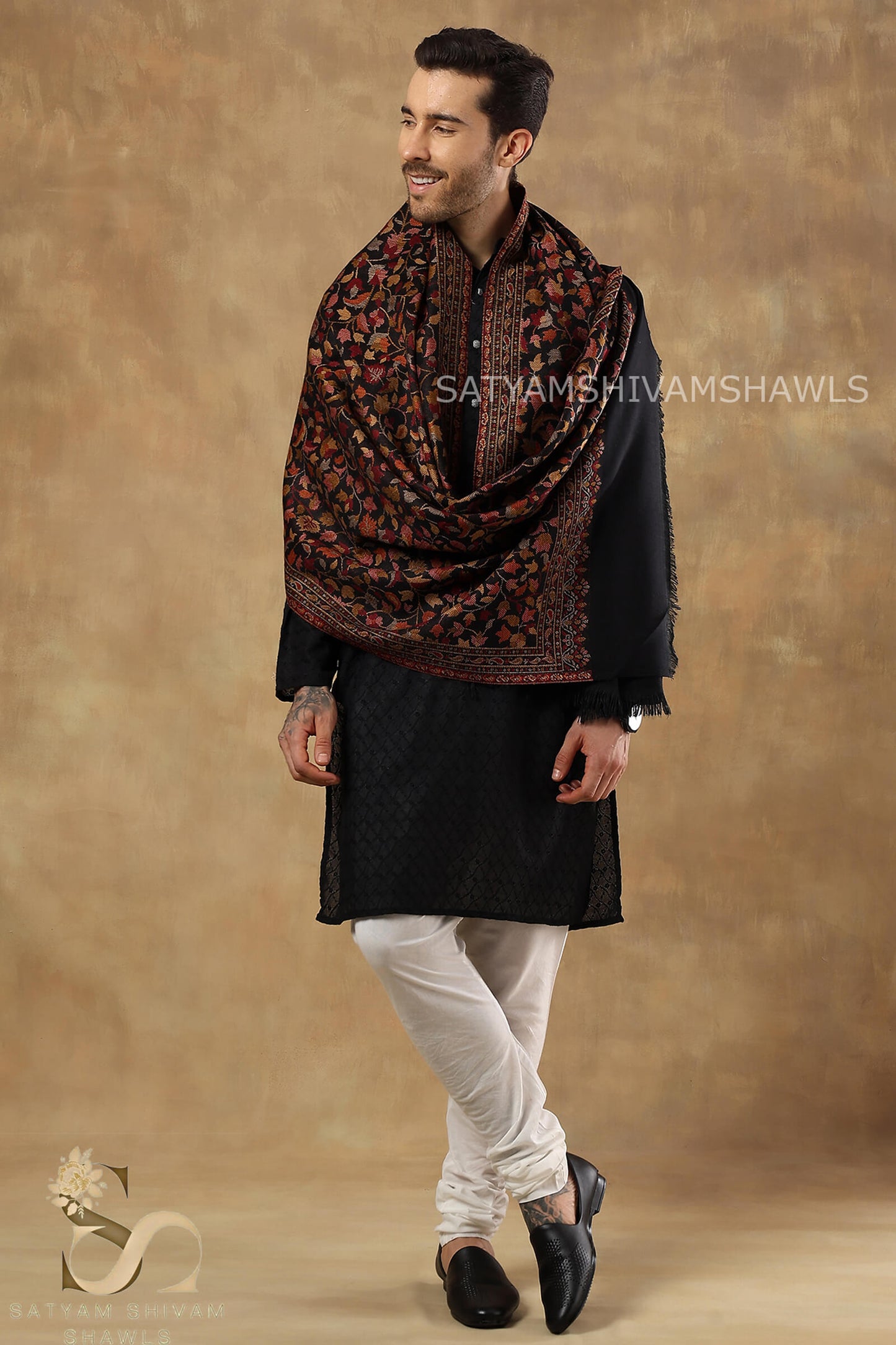 HIS AND HER SET OF MENS PURE WOOL KANI STOLE AND WOMEN SLIK WOOL PRINT STOLE