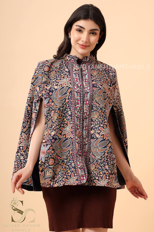 PAPER MACHE KASHMIRI LOTUS HANDCRAFTED CAPE ,MIDNIGHT BLUE