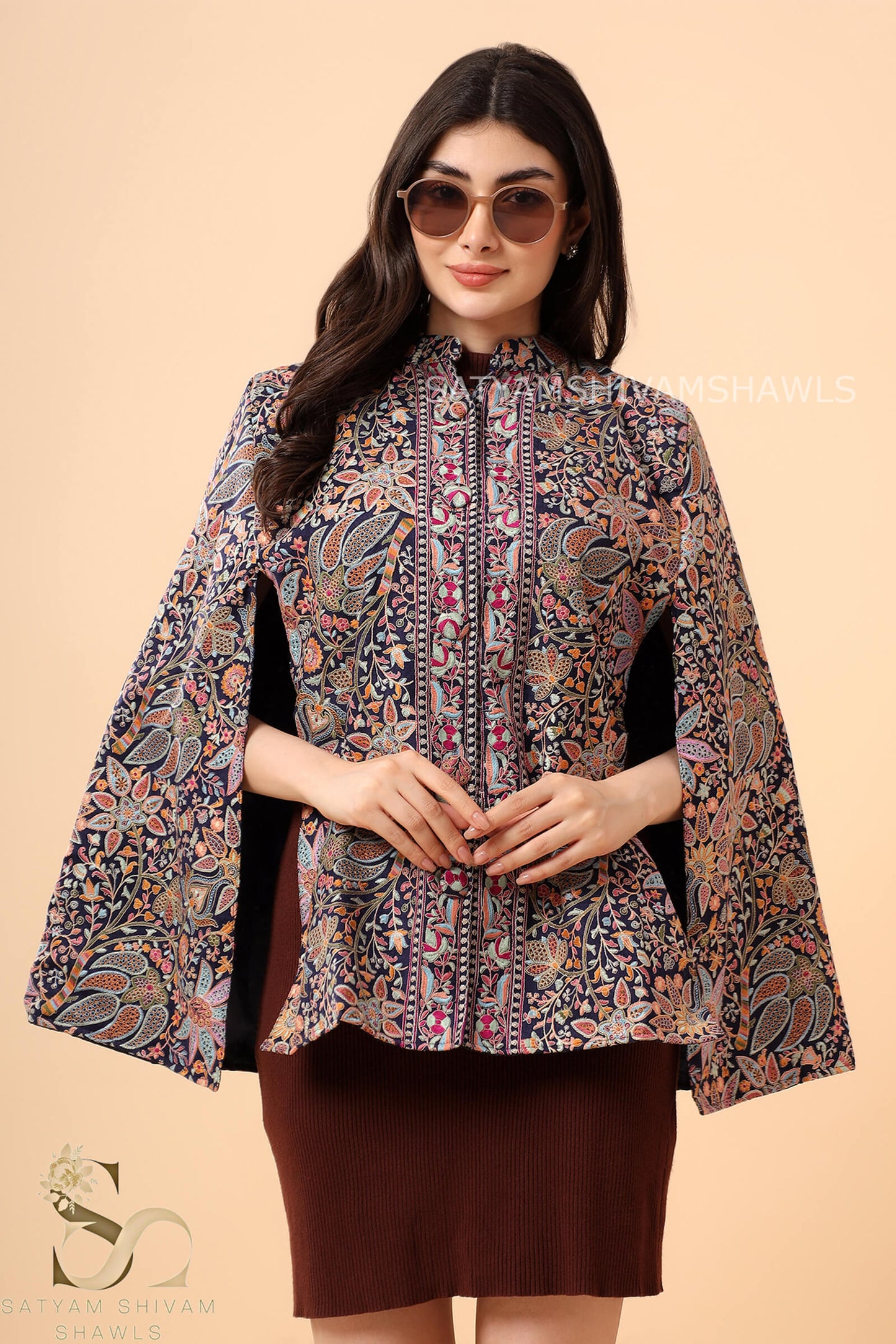 PAPER MACHE KASHMIRI LOTUS HANDCRAFTED CAPE ,MIDNIGHT BLUE