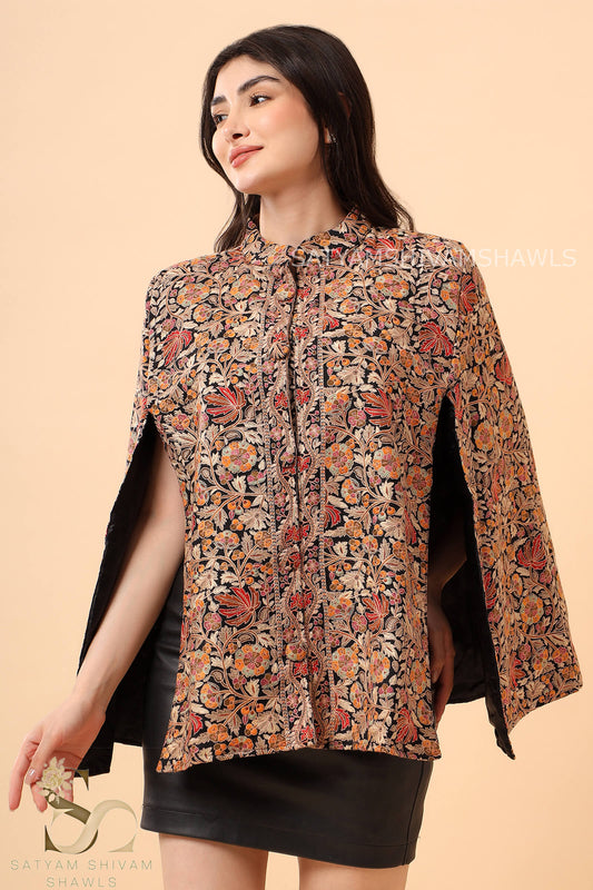 PAPER MACHE KASHMIRI CHINAR CAPE HANDCRAFTED ,BLACK