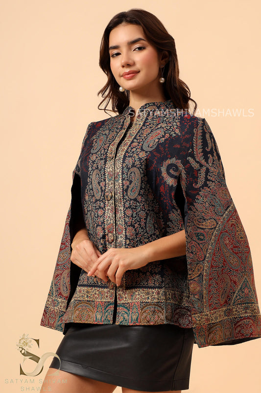 ARABIC IRANI KALAMKANI CAPE ,MIDNIGHT BLUE
