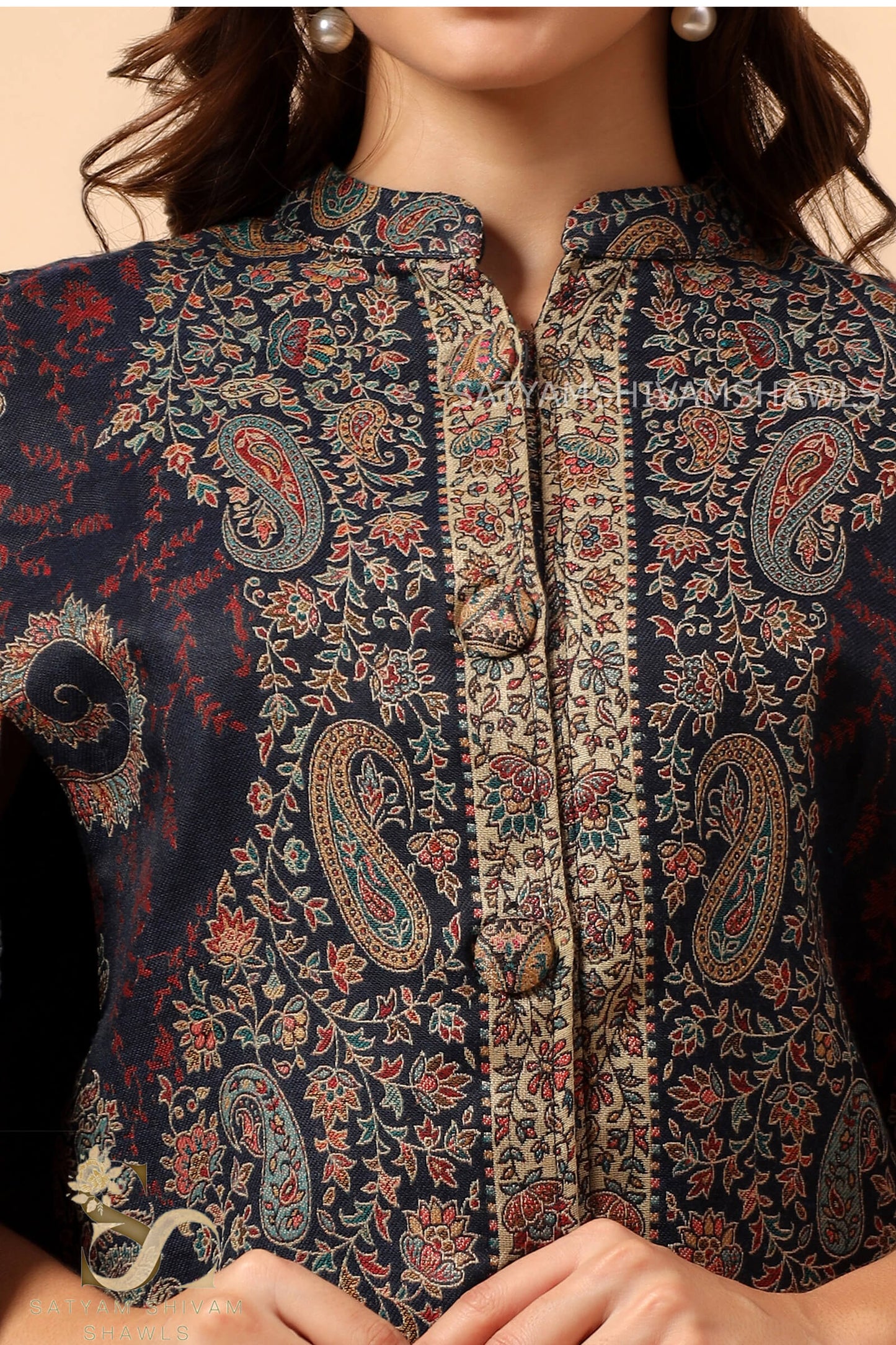 ARABIC IRANI KALAMKANI CAPE ,MIDNIGHT BLUE
