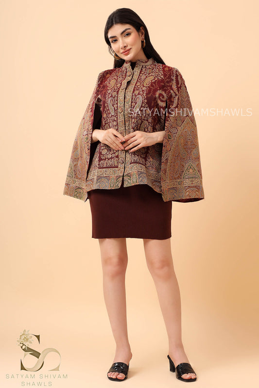 ARABIC IRANI KALAMKANI CAPE ,MIDNIGHT MEHROON