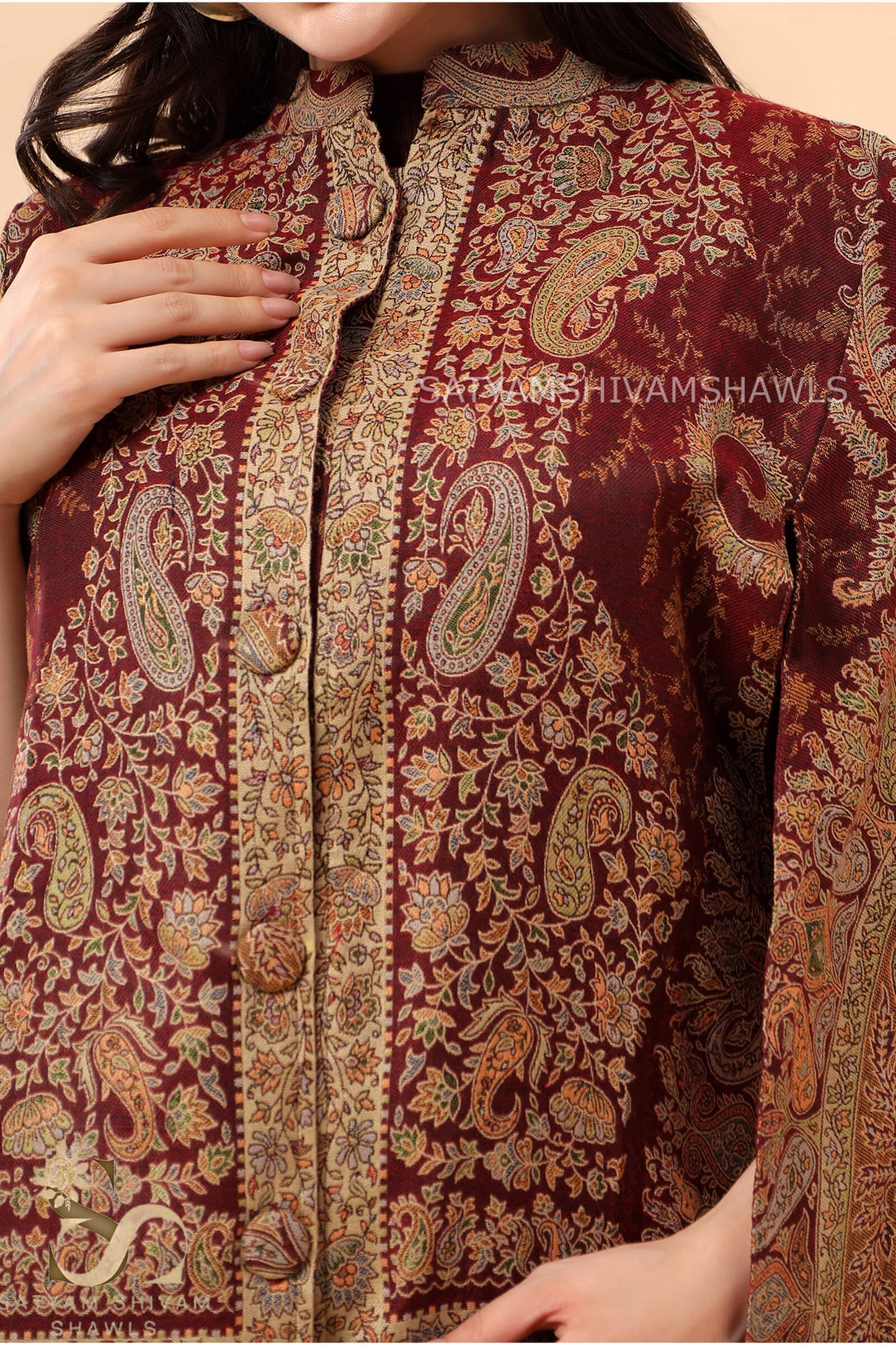 ARABIC IRANI KALAMKANI CAPE ,MIDNIGHT MEHROON