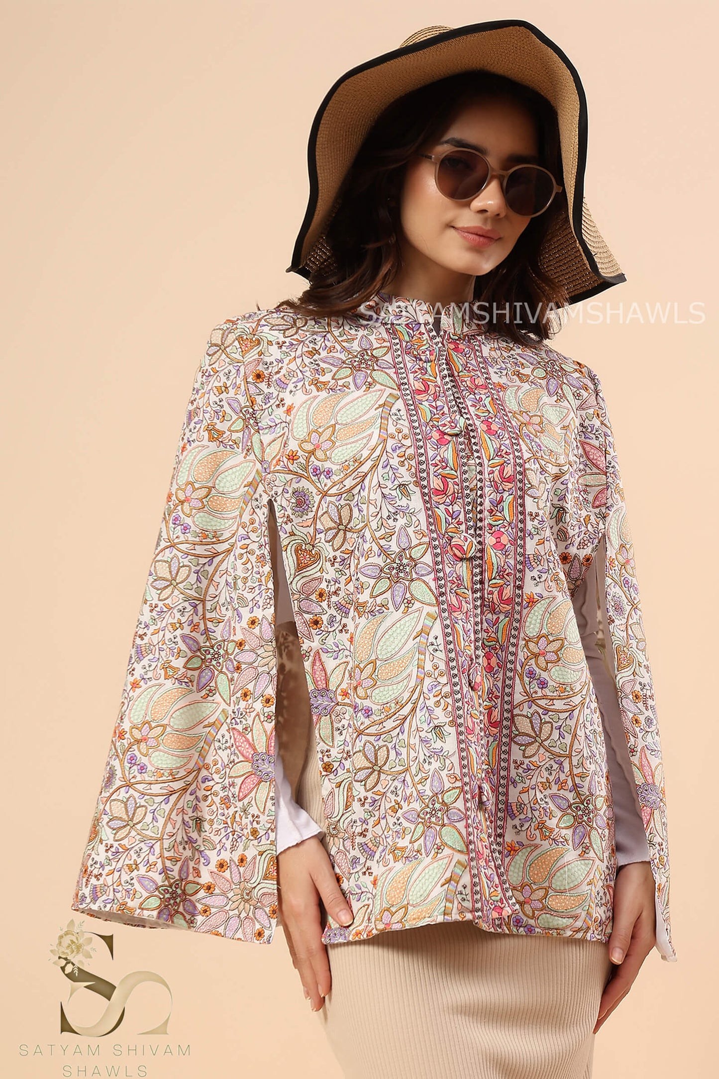 PAPER MACHE KASHMIRI LOTUS HANDCRAFTED CAPE ,FLORAL WHITE