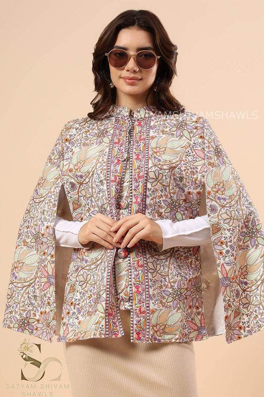 PAPER MACHE KASHMIRI LOTUS HANDCRAFTED CAPE ,FLORAL WHITE