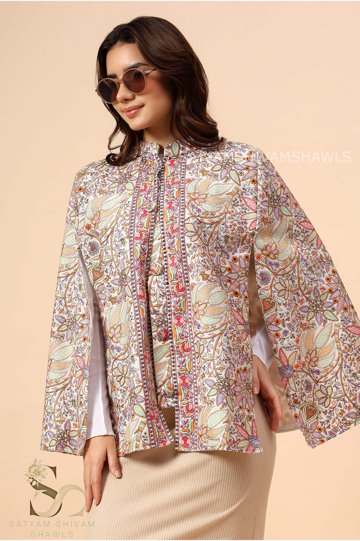 PAPER MACHE KASHMIRI LOTUS HANDCRAFTED CAPE ,FLORAL WHITE
