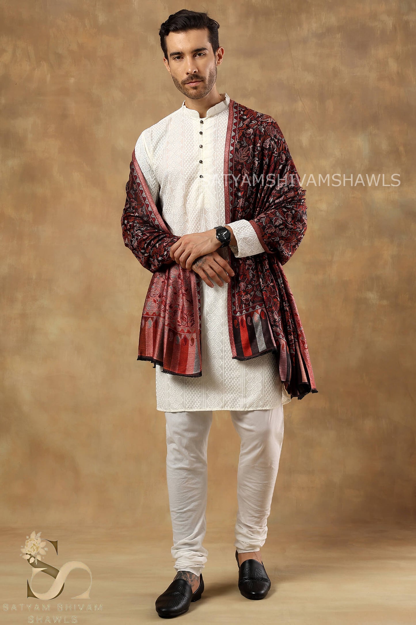 SATYAMSHIVAMSHAWLS HIS AND HER SET OF MENS&WOMENS BOTH SHAWLS ARE SILK PASHMINA KANI JAMAWAR WITH PREMIUM GIFT BOX PACKAGING