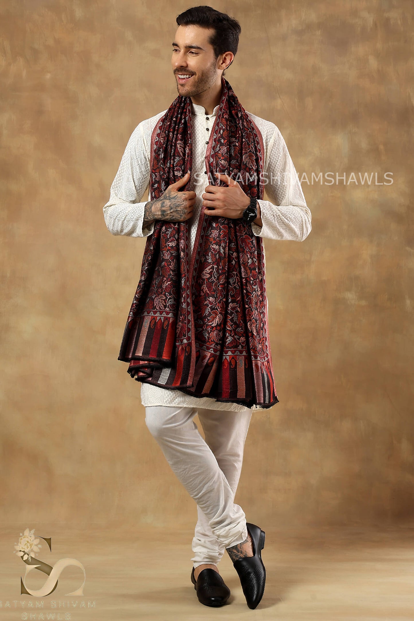 SATYAMSHIVAMSHAWLS HIS AND HER SET OF MENS&WOMENS BOTH SHAWLS ARE SILK PASHMINA KANI JAMAWAR WITH PREMIUM GIFT BOX PACKAGING