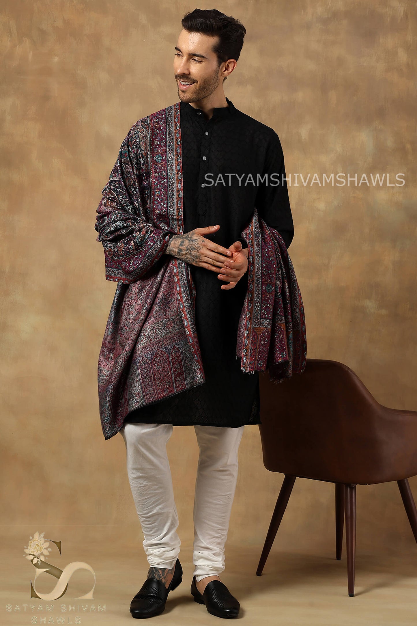 TURKISH PAISLEY FINE WOOL PASHMINA JAMAWAR KANI SHAWLS,VERY LIGHT WEIGHT AND WARM,BLACK
