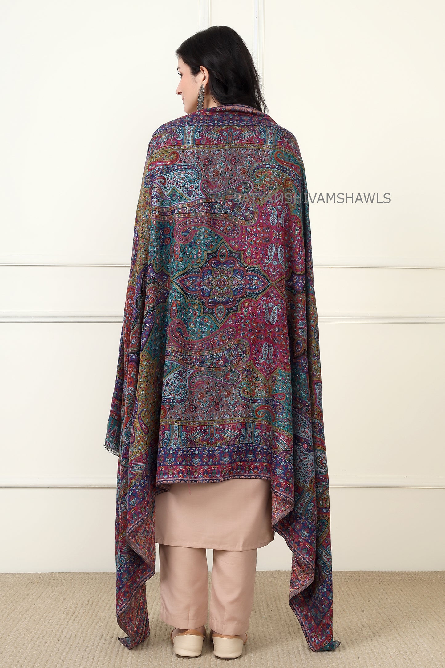 pure wool paisely multi kani design women shawl