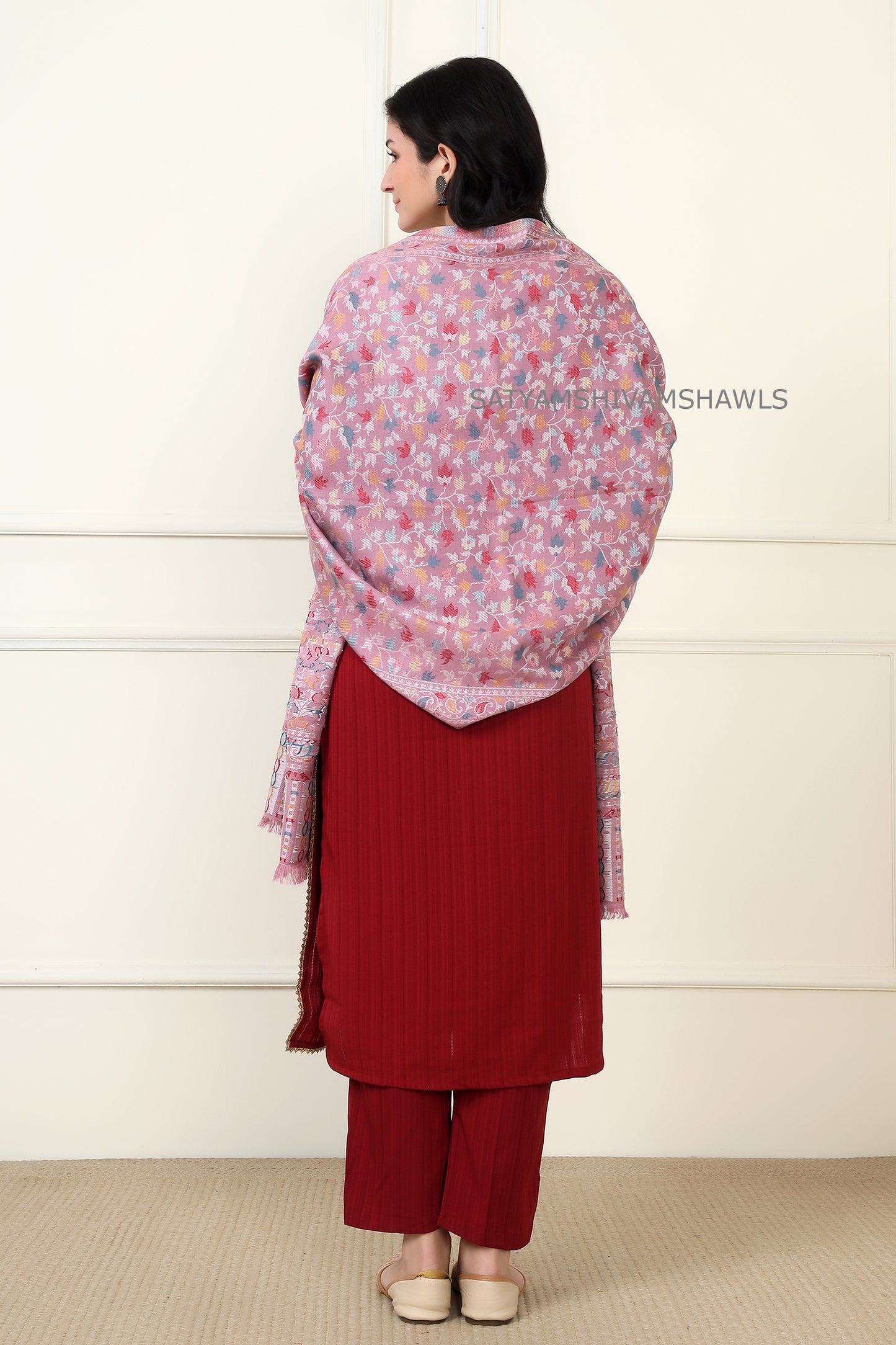 noor-e-kani multi pure wool stole,lavender