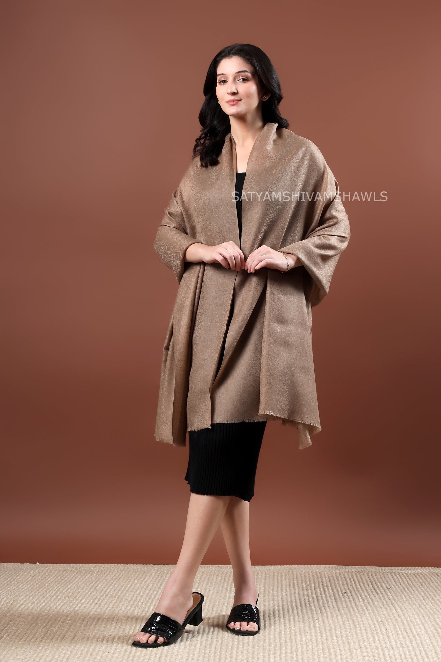 womens fine wool self design shawl,light and soft